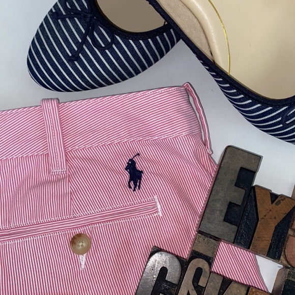 🏇POLO by RALPH LAUREN Pink & White Striped Shorts - Picture 2 of 8